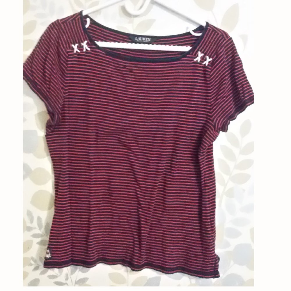 RALPH LAUREN Striped T-Shirt Sz L 2/16$